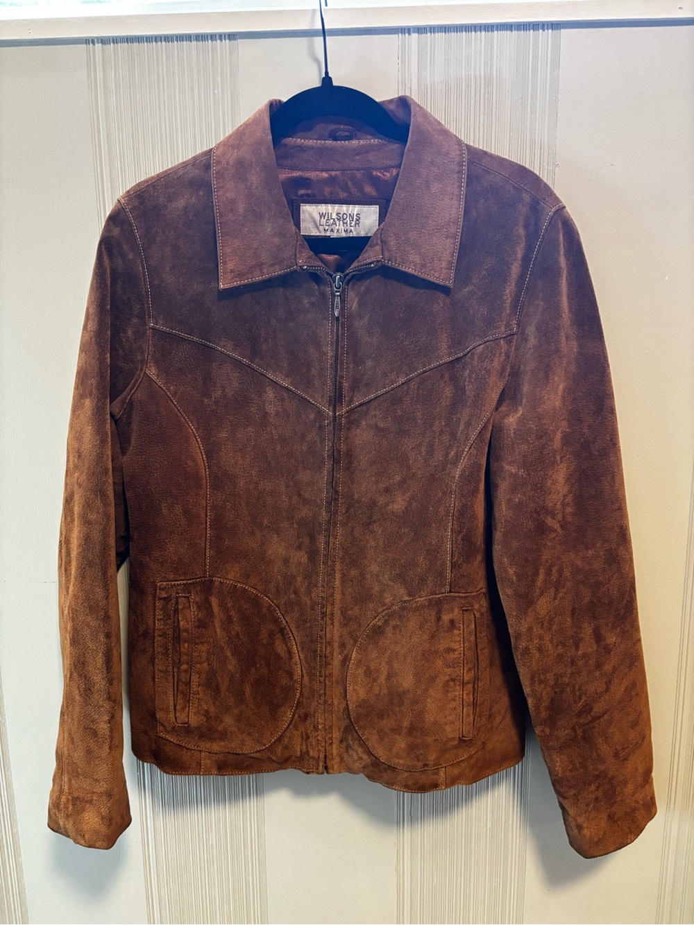 Vintage Wilson's Leather Brown Suede Zip Front Jacket